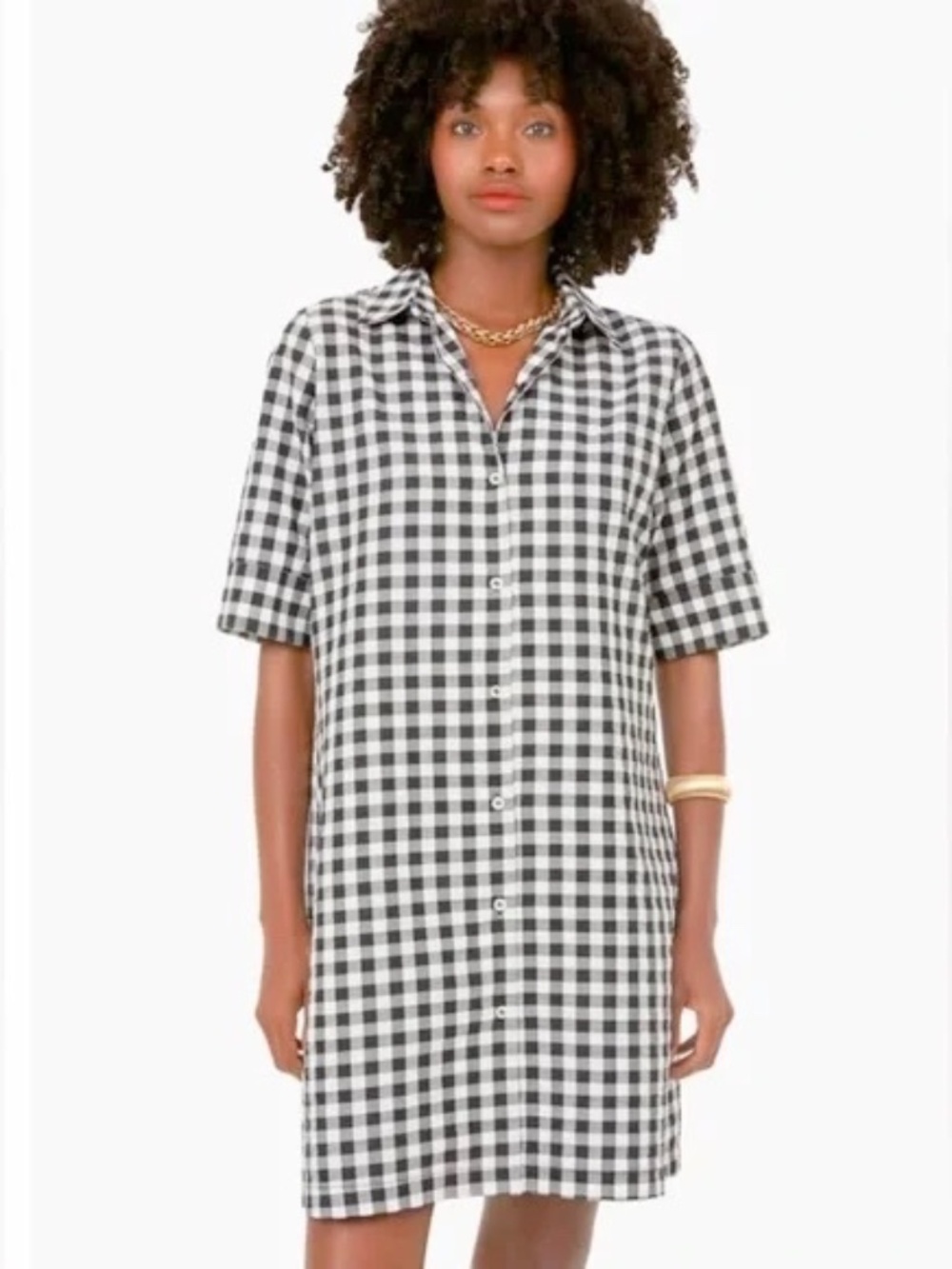 Tuckernuck Pomander Place Black Gingham Lillian Shirt Dress, Size M, New WO Tags